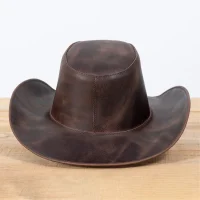 Chapeu Ingles em Couro Fossil Aba Curva com Bandinha Trancada Removivel L Jaco IN-802