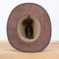 Chapéu Cowboy em Couro Legítimo Marrom Envelhecido Artesanal Country