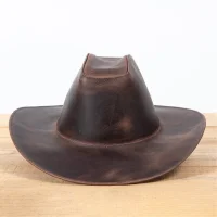 Chapéu Cowboy em Couro Legítimo Marrom Envelhecido Artesanal Country