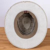 Chapéu Country em Couro Legítimo Branco Texturizado Estilo Exotic