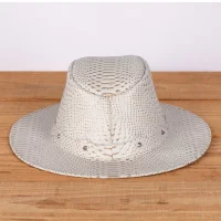 Chapéu Country em Couro Legítimo Branco Texturizado Estilo Exotic