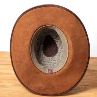Chapéu Country Western em Couro Legítimo com Aba Larga e Copa Alta