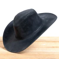 Chapéu Country Western em Couro Legítimo com Aba Larga e Copa Alta