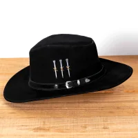 Chapéus de Couro Chapéu Cowboy 3 Cravos em Couro Aveludado