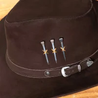 Chapéus de Couro Chapéu Cowboy 3 Cravos em Couro Aveludado