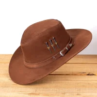 Chapéus de Couro Chapéu Cowboy 3 Cravos em Couro Aveludado