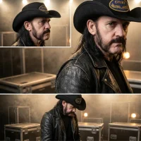 Chapéu Lemmy Kilmister em Couro Nobuck Preto RO-309