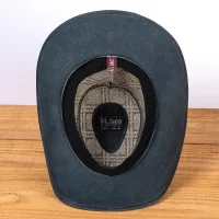 Chapéu Lemmy Kilmister em Couro Nobuck Preto RO-309