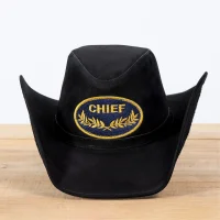 Chapéu Lemmy Kilmister em Couro Nobuck Preto RO-309