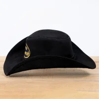 Chapéu Lemmy Kilmister em Couro Nobuck Preto RO-309